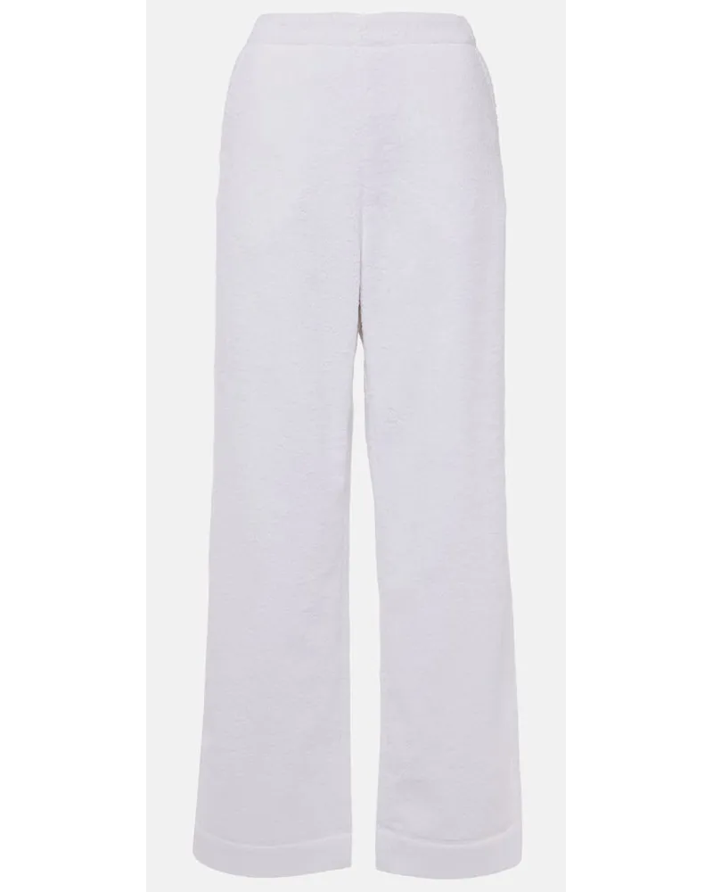 Alaïa AlaÃ¯a Pantaloni regular in spugna di cotone Bianco