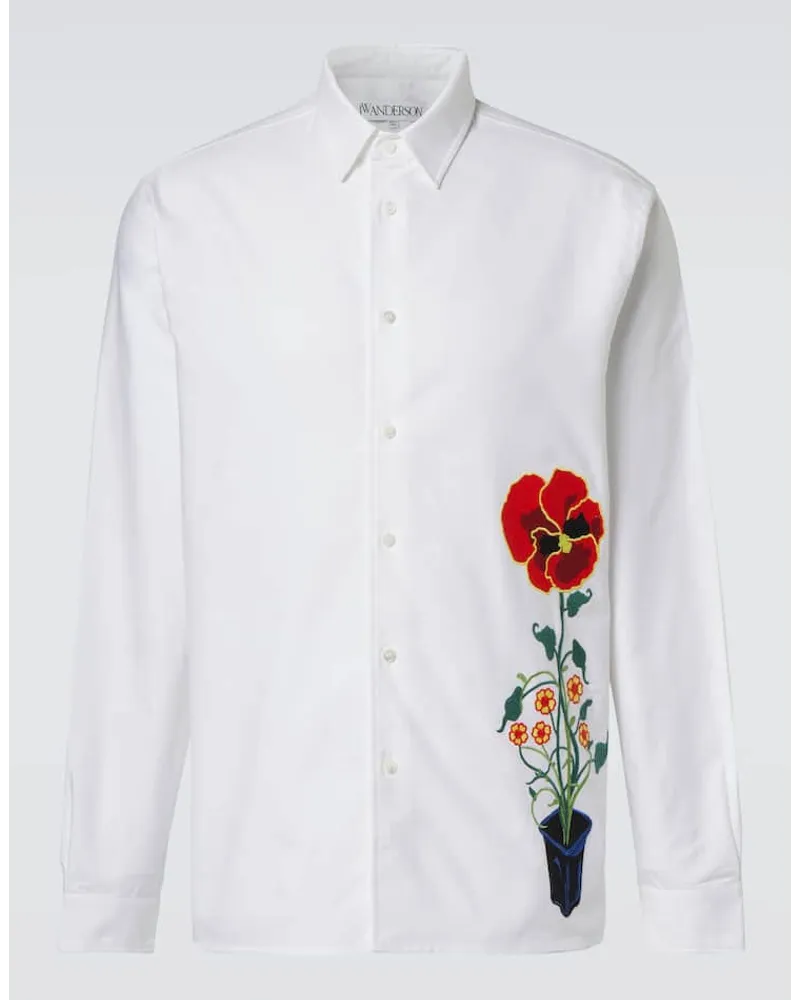 J.W.Anderson Camicia in cotone con ricamo Bianco