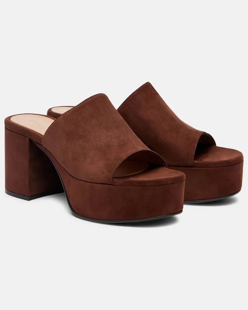 Gianvito Rossi Sandali in suede con plateau Marrone