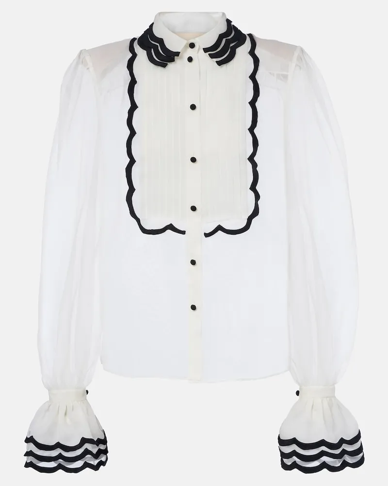 Valentino Garavani Blusa in organza di seta Bianco