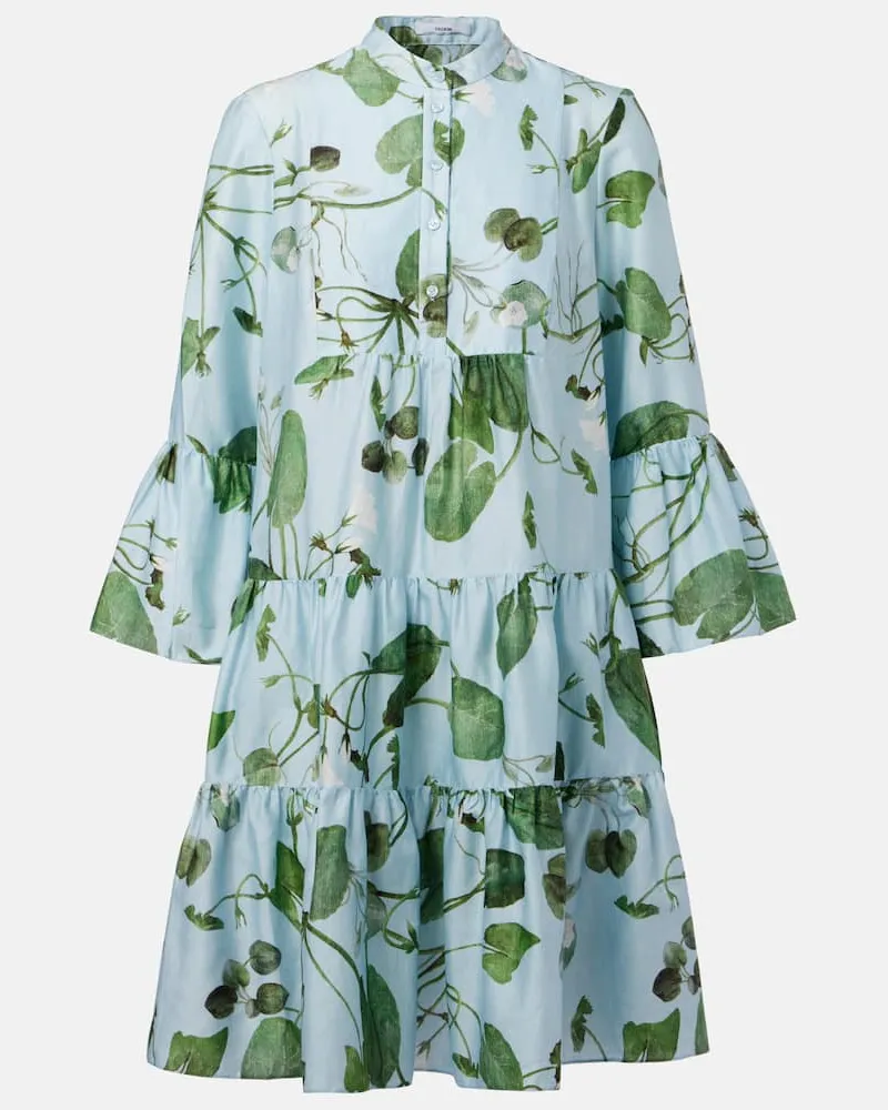 Erdem Abito corto in cotone con stampa Blu