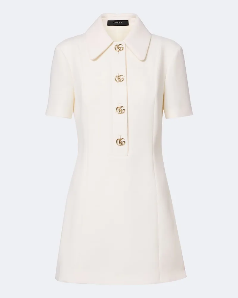 Gucci Abito polo Double G in crêpe di lana Bianco