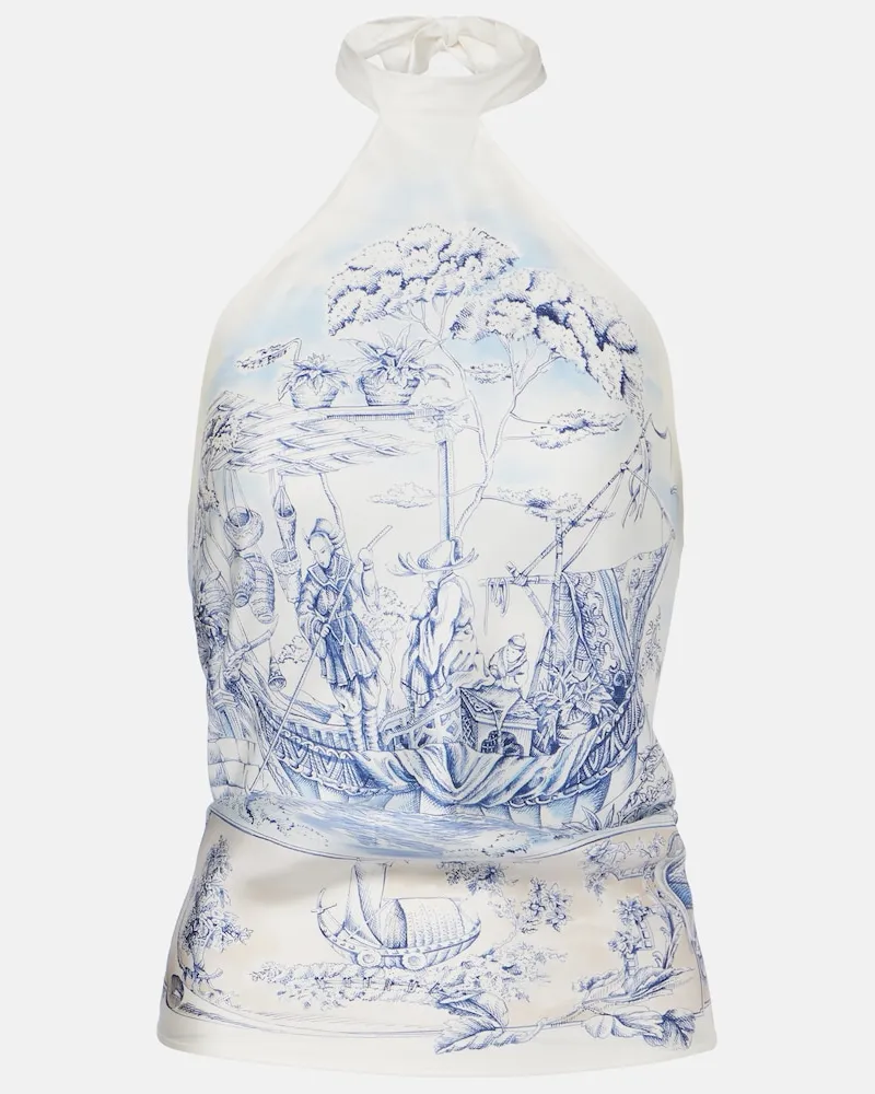 Ferragamo Top in seta da annodare Bianco