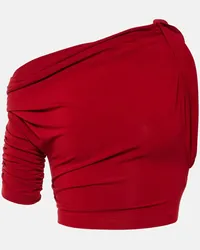 Jacquemus Top cropped Drapeado in jersey Rosso