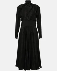 Alaïa Alaïa Abito midi in misto seta con fiocco Nero