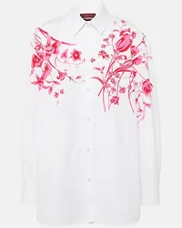 Gucci Camicia in popeline di cotone con stampa Bianco