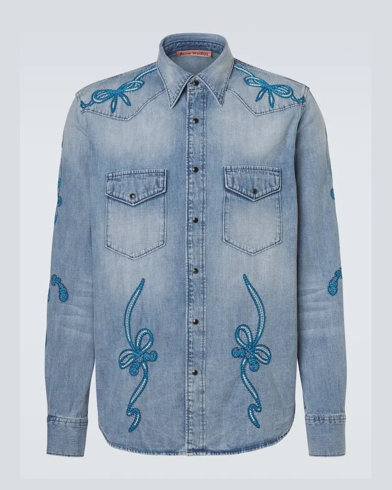 Acne Studios Camicia di jeans con ricamo Blu