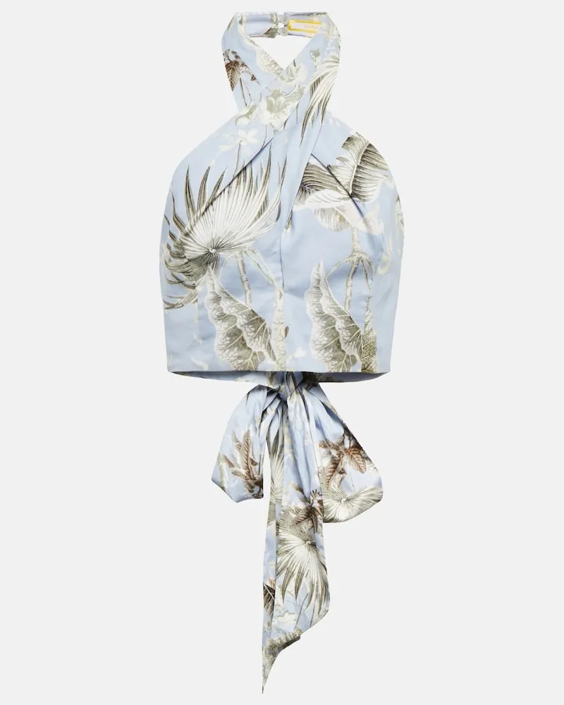 Erdem Top cropped Luna in cotone con stampa Multicolore