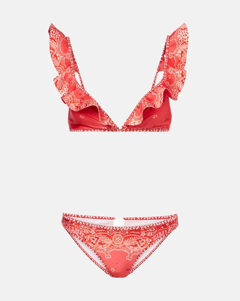 Zimmermann Bikini Lucky con volant Rosso