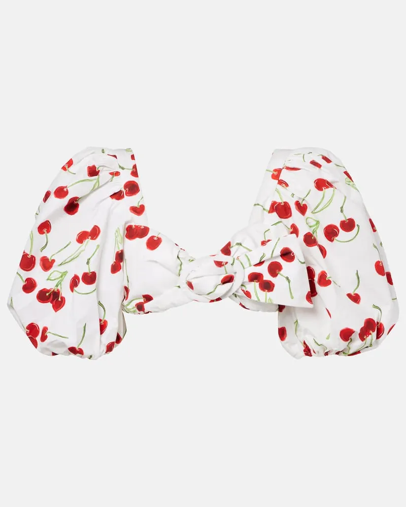 Adriana Degreas Top a fascia in cotone con stampa Bianco