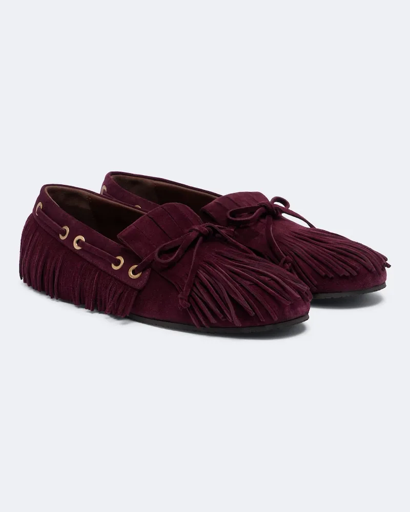 Etro Mocassini in suede con frange Borgogna