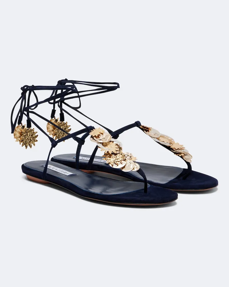 Aquazzura Sandali infradito Night Stars in suede Blu