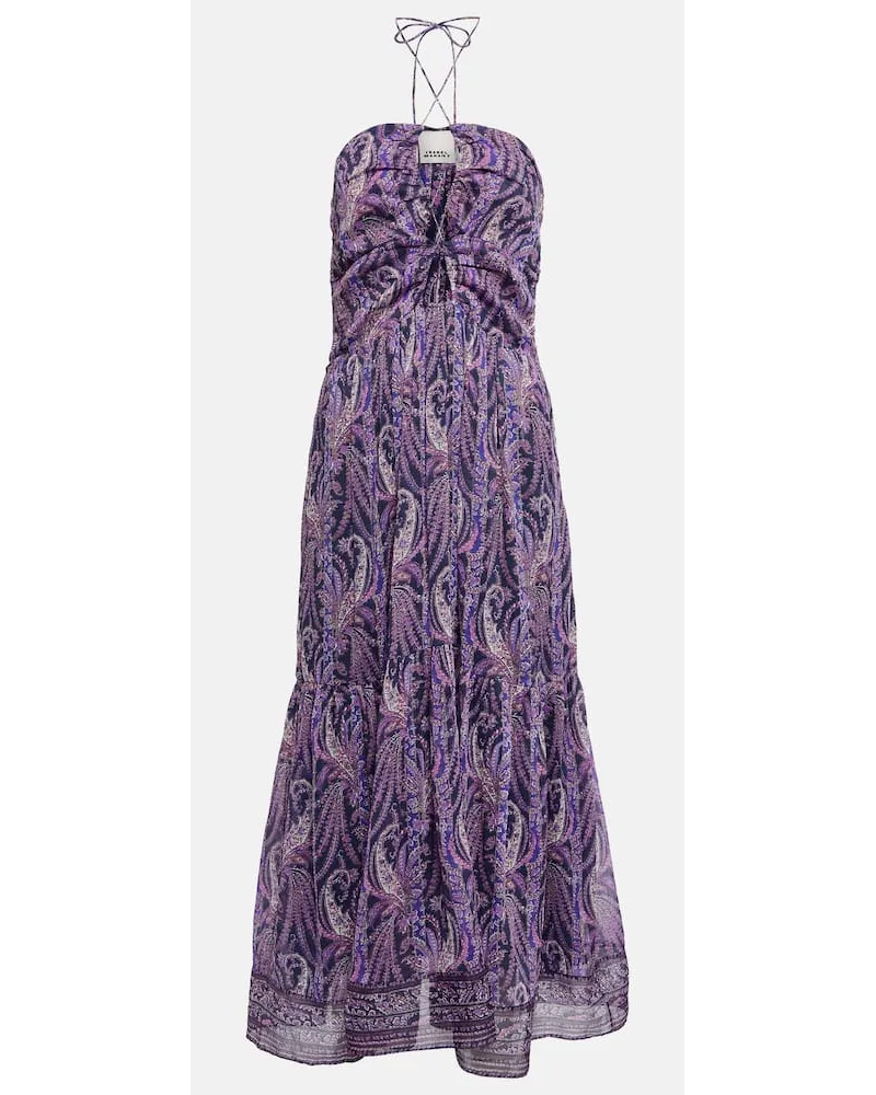 Isabel Marant Abito midi Birona in cotone e seta Blu
