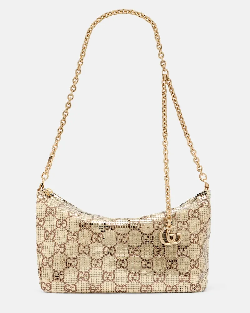 Gucci Borsa a spalla GG Mini in mesh metallizzato Oro