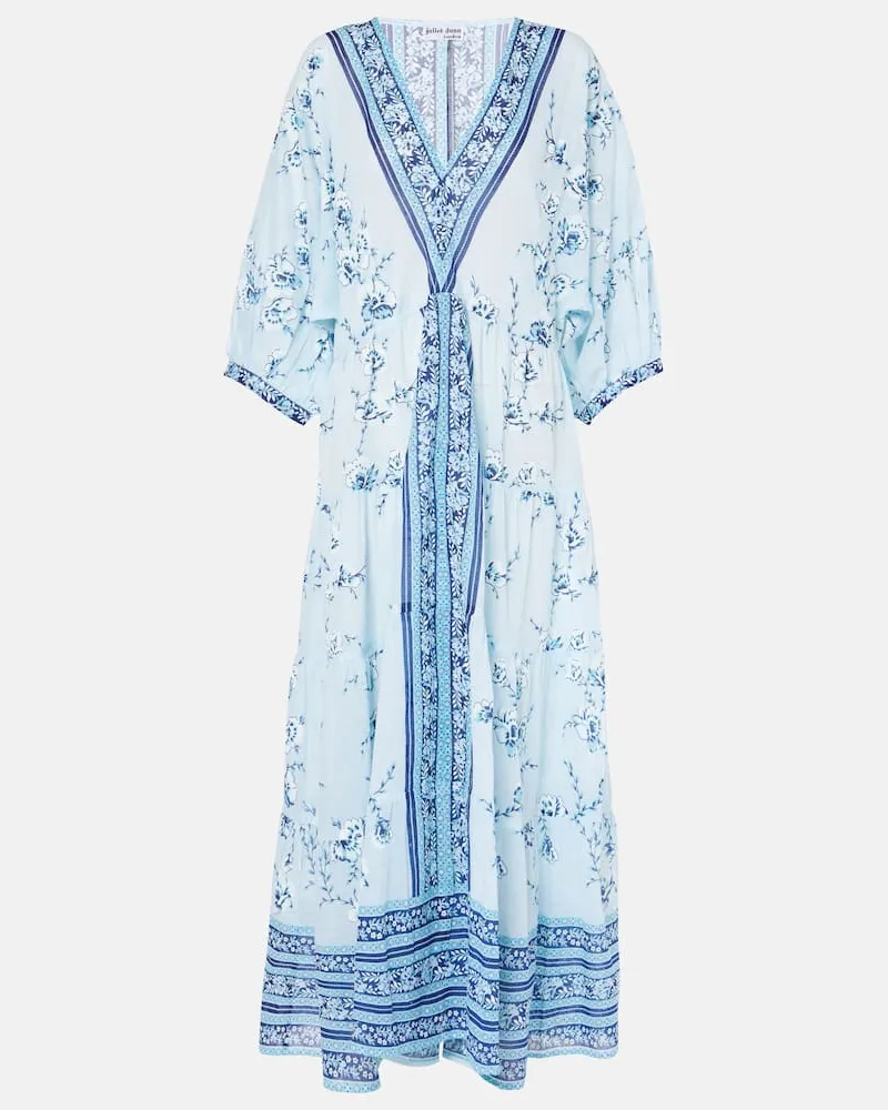 Juliet Dunn Caftano in cotone con stampa Blu