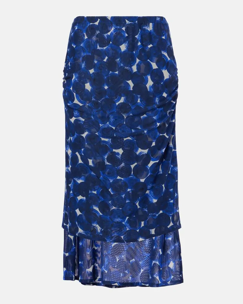 Dries van Noten Gonna midi in jersey Blu