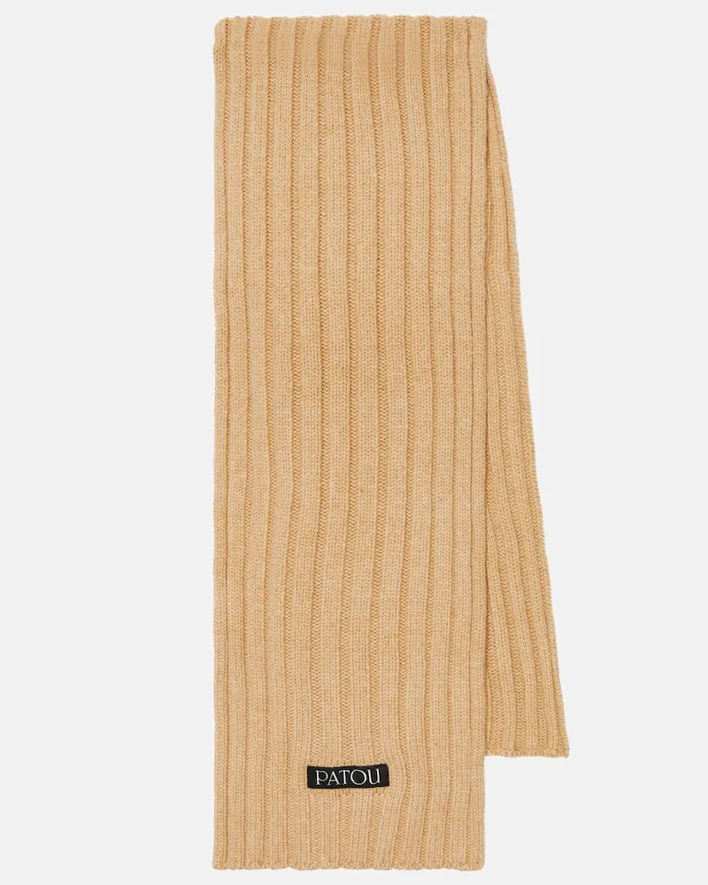 Patou Sciarpa a coste in lana e cashmere Marrone