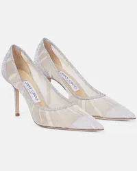 Jimmy Choo Pumps Love 85 in tulle con glitter Argento