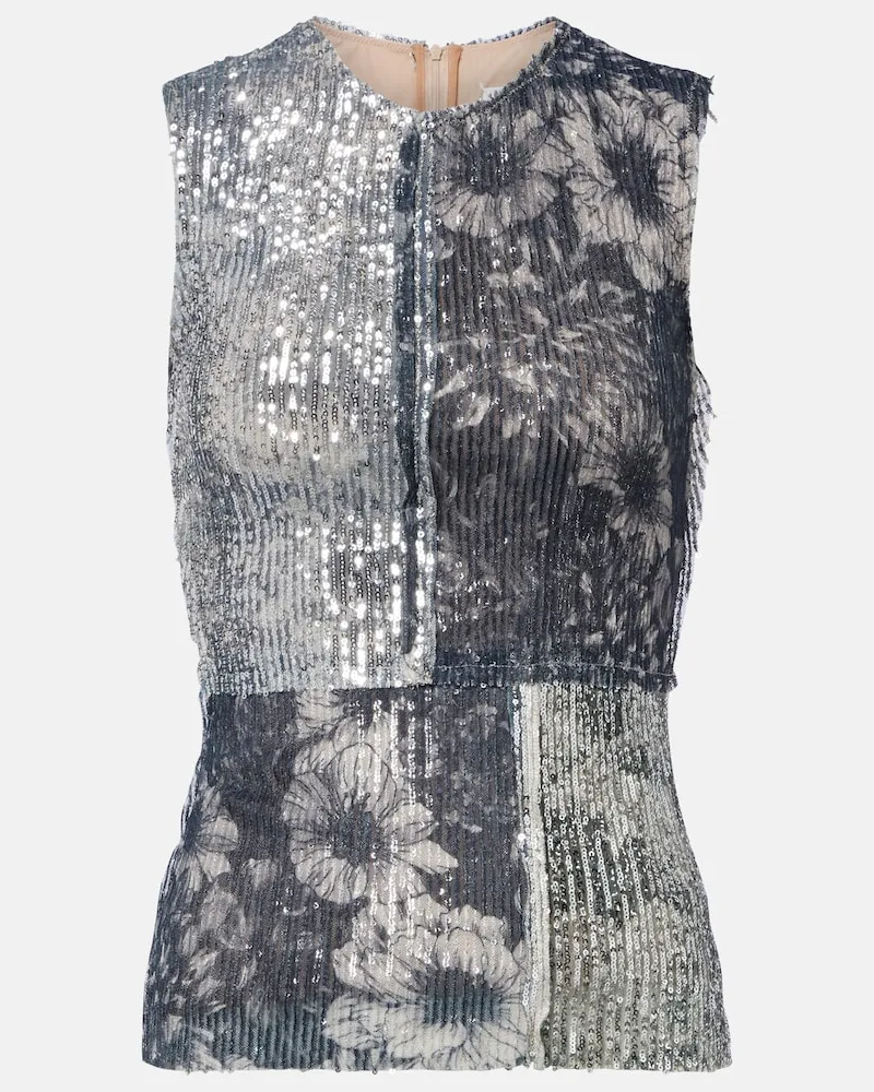 Maison Margiela Top patchwork con paillettes Argento