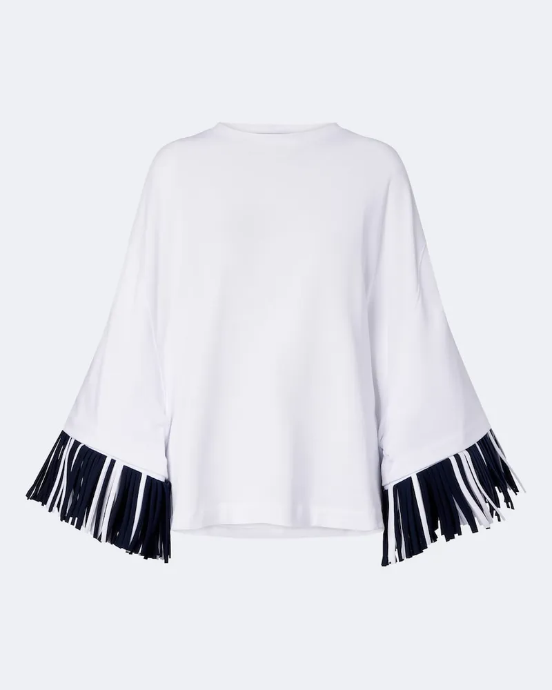 Jacquemus T-shirt Cabana in jersey di cotone con frange Bianco