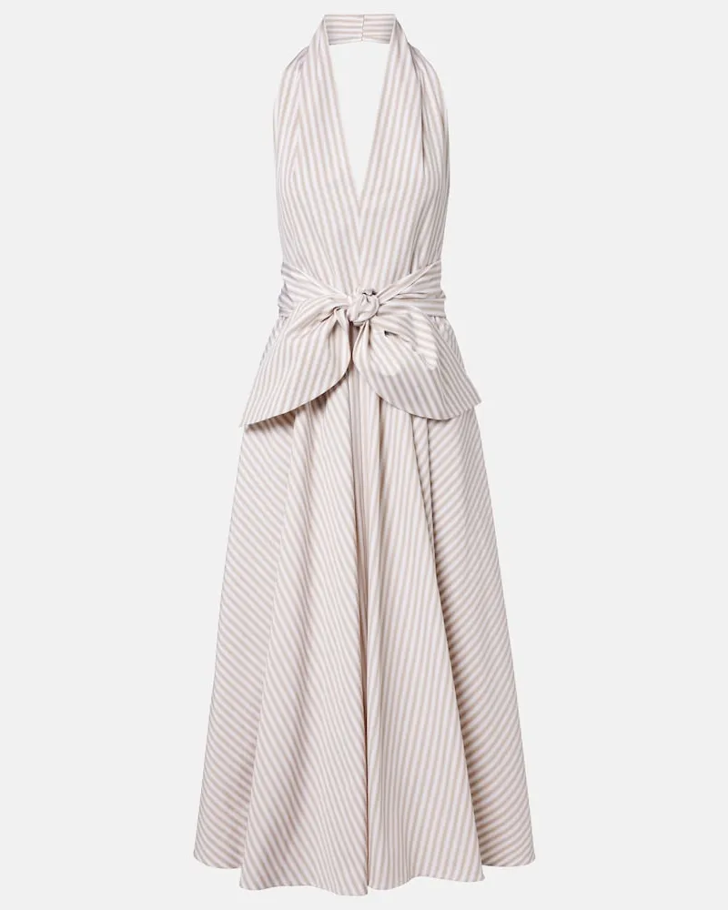 Patou Abito midi in cotone a righe Beige
