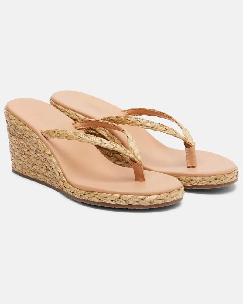 Ancient Greek Sandals Sandali infradito Etheria in rafia con zeppa Beige
