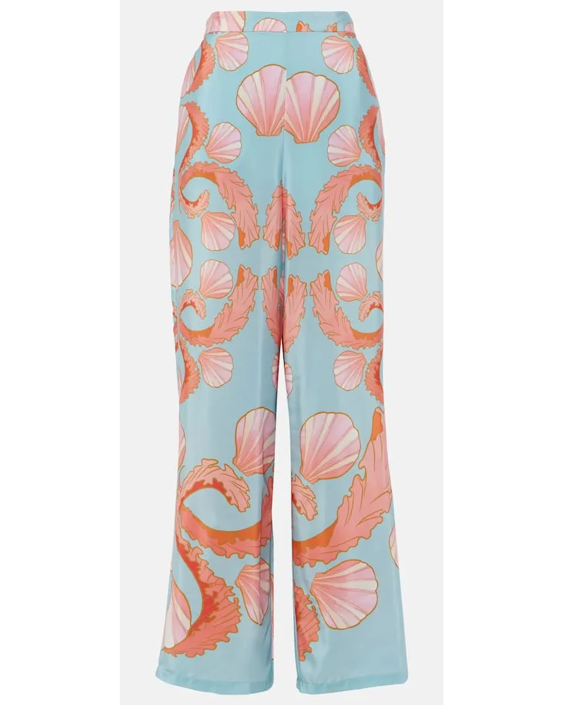 Adriana Degreas Pantaloni a gamba larga in seta Multicolore