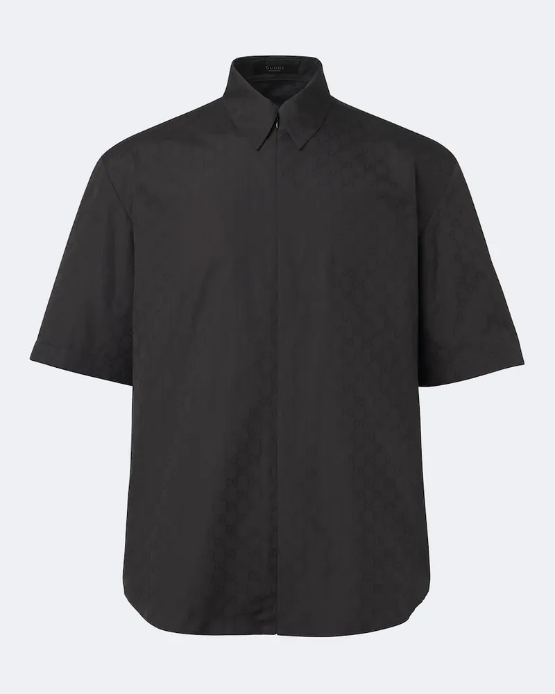 Gucci Camicia in popeline di cotone GG Nero