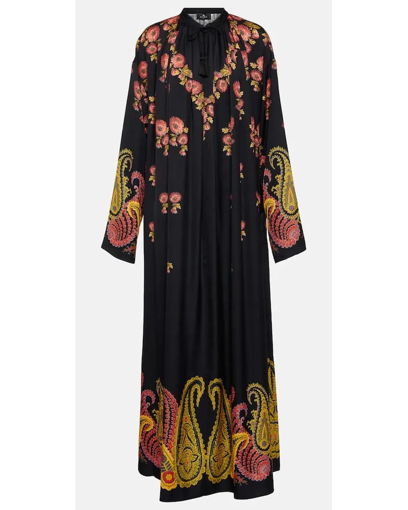 Etro Caftano con stampa paisley Nero