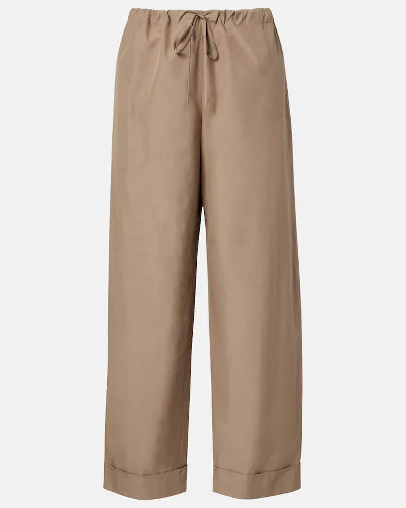 The Row Pantaloni regular Delano in cotone Verde