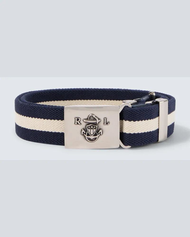 Ralph Lauren Cintura a righe con pelle Blu
