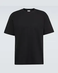 Saint Laurent T-shirt Cassandre in piqué di misto cotone Nero