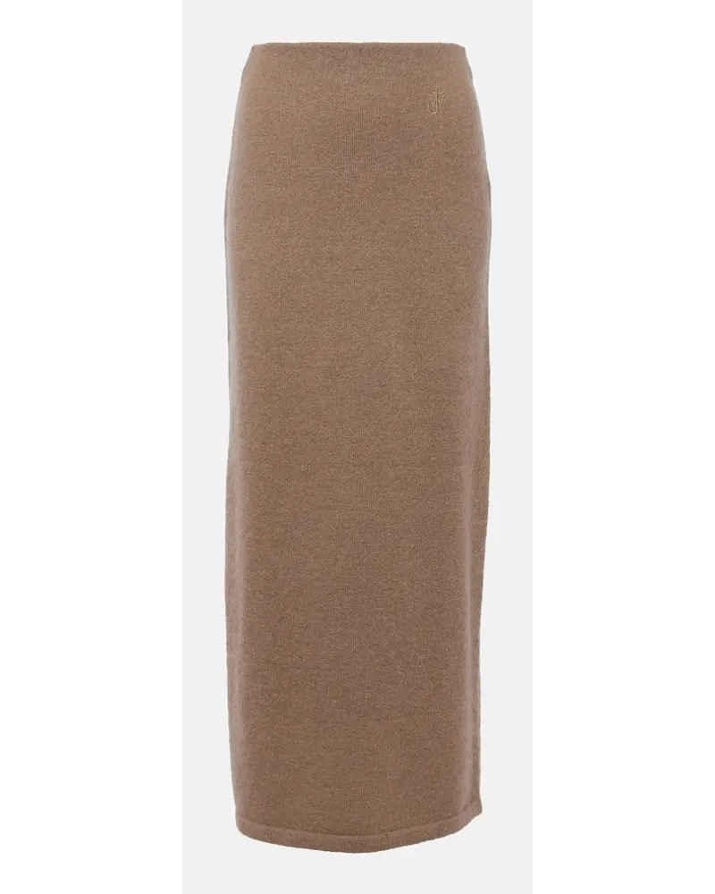 J.W.Anderson Gonna midi a vita alta in misto mohair Marrone
