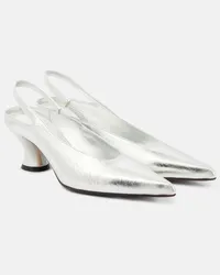 Dries van Noten Pumps slingback 65 in pelle metallizzata Argento