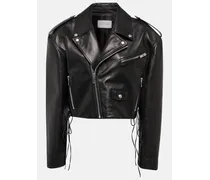 Giacca biker cropped in pelle