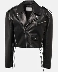 Magda Butrym Giacca biker cropped in pelle Nero