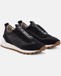 Brunello Cucinelli Sneakers con suede e decorazione Nero