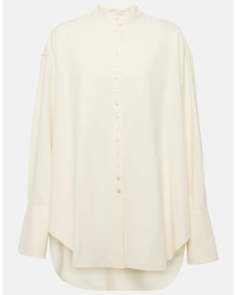 The Row Camicia oversize Grandad in seta Bianco