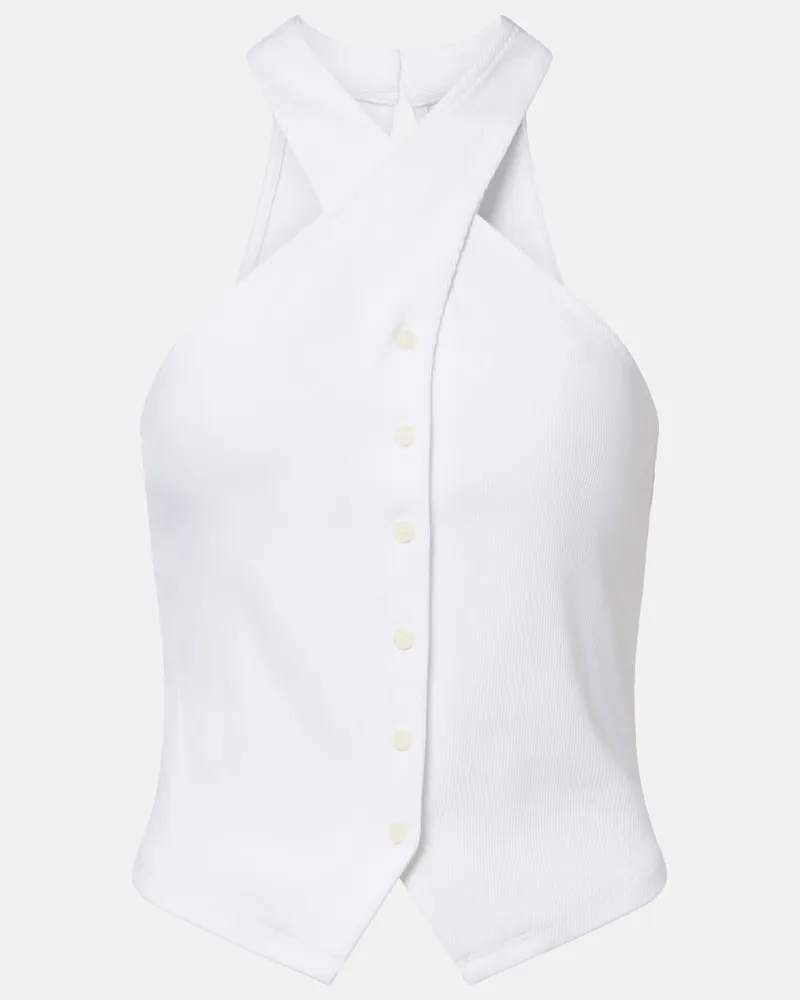 Veronica Beard Top Thea in misto cotone Bianco