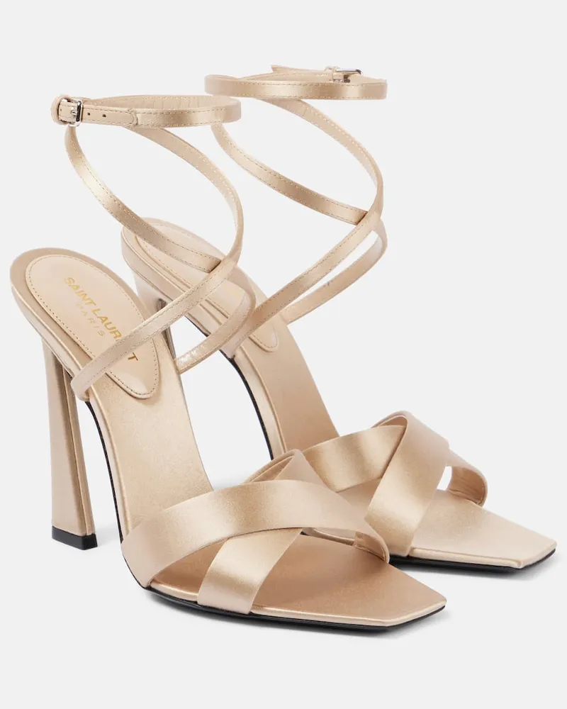 Saint Laurent Sandali Corinne 110 in raso Beige