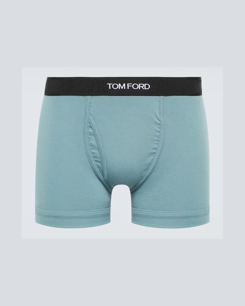 Tom Ford Boxer in jersey di misto cotone Blu