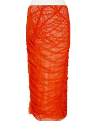 Dries van Noten Gonna midi in mesh Arancione