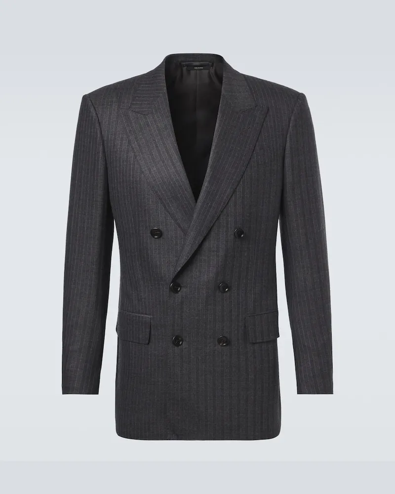 Tom Ford Blazer in lana a spina di pesce Grigio