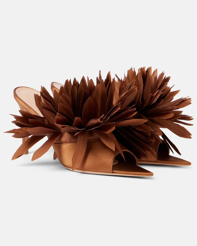 Gianvito Rossi Mules Daniah 85 in raso Marrone