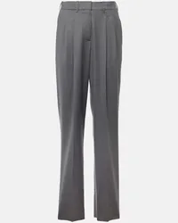 Stella McCartney Pantaloni regular in flanella di lana Grigio