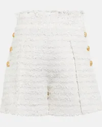 Balmain Shorts in tweed a vita alta Bianco