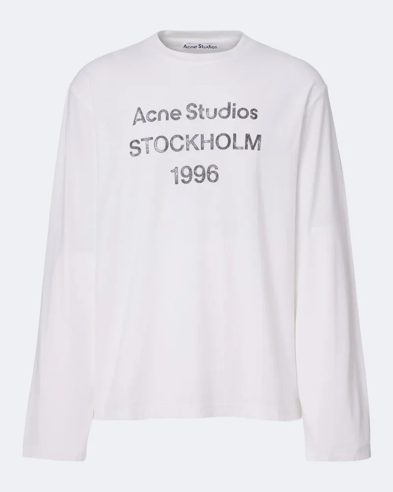 Acne Studios T-shirt in jersey di cotone con logo Bianco