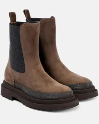 Brunello Cucinelli Stivaletti Chelsea in suede Marrone