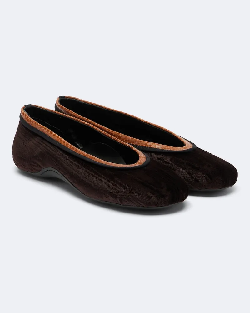 Dries van Noten Ballerine in velluto con pelle Marrone