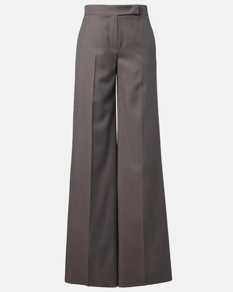 Max Mara Pantaloni Serio a gamba larga in lana vergine Grigio